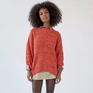 Urban Outfitters BDG Max Waffle Knit Pullover Sweater Orange Size Extra Small